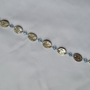 Sterling Silver Hand Made Bracelet with Blue Crystal Beads
